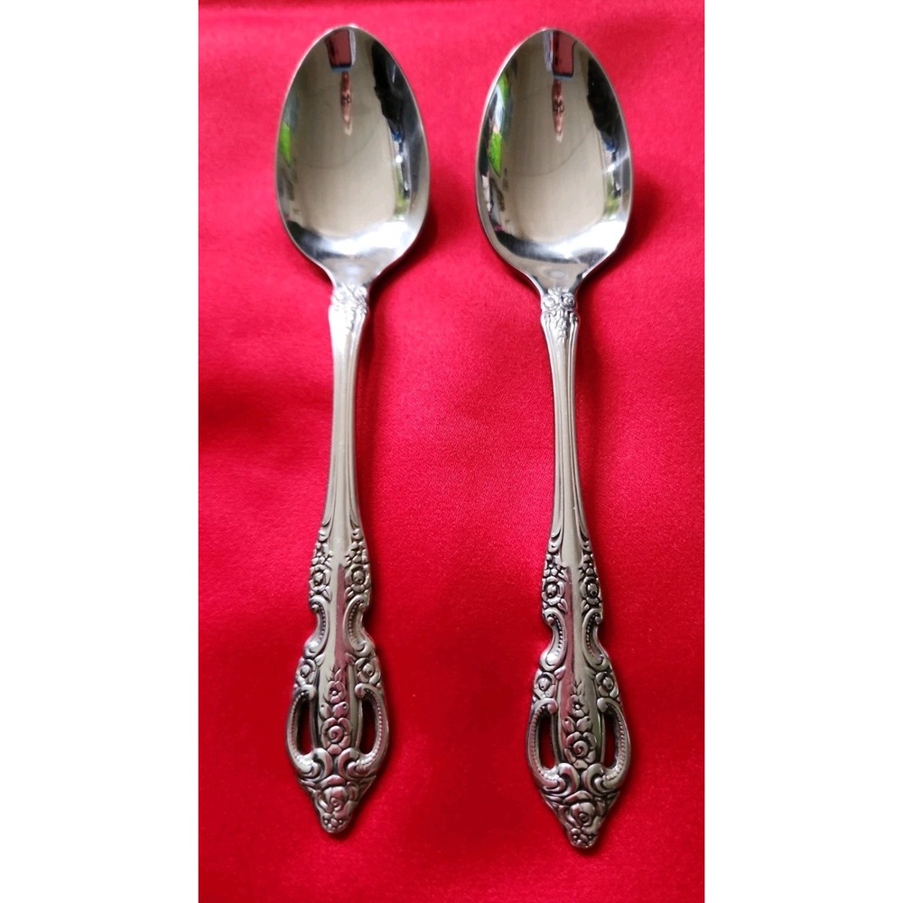 Oneida SSS Renoir-Pembrooke Stainless Teaspoons Set of 2 Floral Pierced 6"